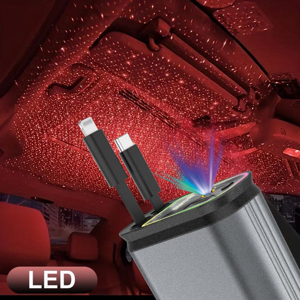 2-in-1 Fast Charging Car Charger with Starry Sky Light