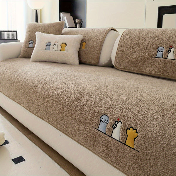 Warm Plush T-Cushion Sofa Covers