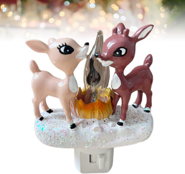 Cozy Reindeer Campfire Nightlight