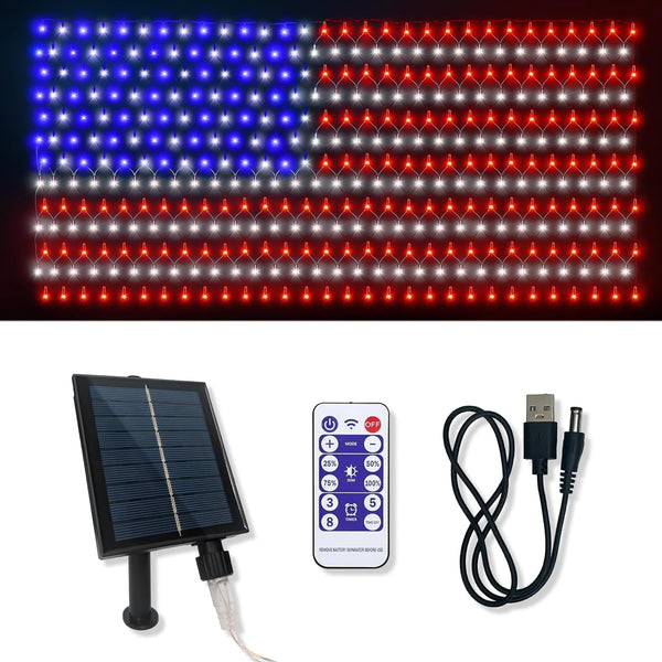 Solar Patriotic Flag Lights