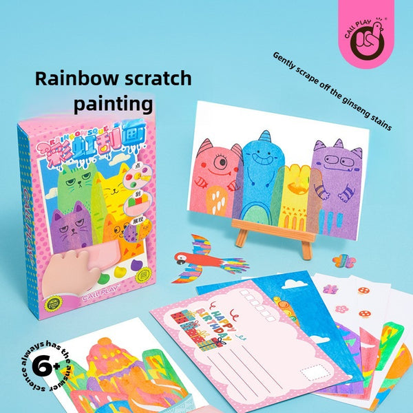 Creative Rainbow Scratch Art Postcard Set for Kids