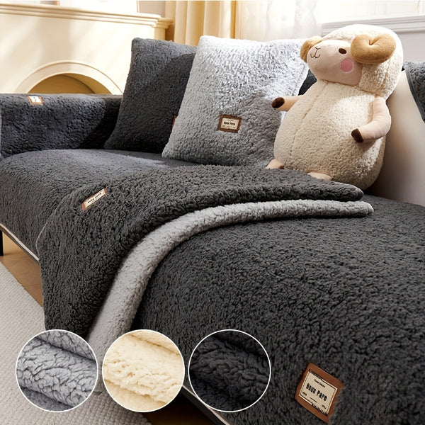 Thickened Plush Sherpa Sofa Protection Cover